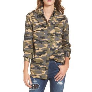 True Religion Studden Camo Button-Down Top Women's XS
